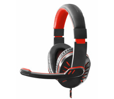 Esperanza EGH330R Crow čierno-červená / herné stereo slúchadlá s mikrofónom / 3.5 mm jack / ovládanie hlasitosti / 2 m
