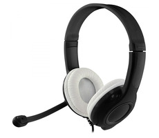 Media-Tech EPSILION čierno-biela / slúchadlá s mikrofónom / USB / 1.9 m