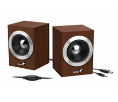 Genius SP-HF280 hnedá / 2.0 / 6W / USB napájanie / ovládač hlasitosti / 3.5 mm jack / drevené