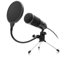 Niceboy VOICE čierna / stolný kondenzátorový mikrofón / USB / Plug&amp;Play / kardioda