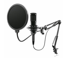Niceboy VOICE Handle čierna / stolný kondenzátorový mikrofón / USB / Plug&amp;Play / kardioda / otočný stojan