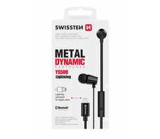 SWISSTEN Earbuds Dynamic Lightning čierna / Slúchadlá s mikrofónom / Lightning / 1.2m