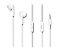 Qoltec 50834 In-ear headphones biela / slúchadlá s mikrofónom / kôstky / 3.5 mm jack / 1.2 m dĺžka kábla