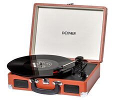 Denver VPL-120 hnedá / Gramofón / pripojenie k PC pomocou USB / umožňuje nahrávanie LP dosiek do PC