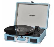 Denver VPL-120 modrá / Gramofón / pripojenie k PC pomocou USB / umožňuje nahrávanie LP dosiek do PC