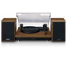 Lenco LS-100WD + 2x reproduktor / Gramofón / 33 &amp; 45 &amp; 78 RPM / RCA / Bluetooth / AUX IN / 10W RMS