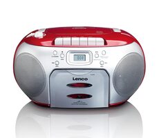 Lenco SCD-420 červená / FM rádio / CD &amp; kazetový prehrávač / 2x2W / 3.5mm jack