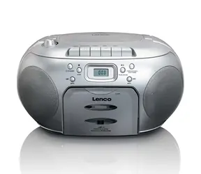 Lenco SCD-420 strieborná / FM rádio / CD &amp; kazetový prehrávač / 2x2W / 3.5mm jack