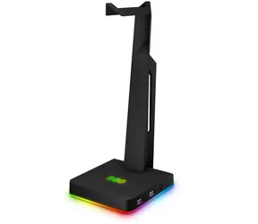 CONNECT IT NEO Stand-It RGB stojanček na slúchadlá čierna / 2x USB-A / RGB LED podsvietenie