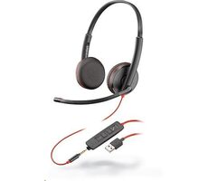 Poly Blackwire C3225 (USB-A) čierna / náhlavná súprava / mikrofón / dve slúchadlá / USB-A / 3.5mm jack