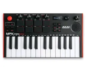 AKAI MPK Mini Play MK3 Ovládacia klávesnica Pad kontrolér MIDI USB čierno-červená