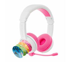 BuddyPhones School+ ružové / detské bezdrôtové slúchadlá s mikrofónom / Bluetooth / BuddyCable / USB-C