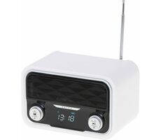 Adler AD 1185 čierno biela / retro rádio / FM / 1 800 mAh batéria / Bluetooth 4.0 / 50 staníc / prehrávanie z USB SD / LCD 