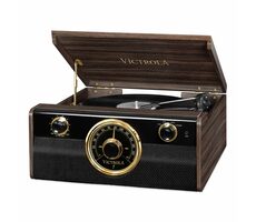 Victrola VTA-240B hnedá / Gramofón s rádiom / 33 &amp; 45 &amp; 78 / FM / BT / RCA / repro