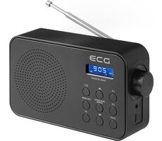 ECG R 105 čierna / Prenosné rádio / FM / USB-C kábel / 4X AA batérie / teleskopická anténa / AUX 
