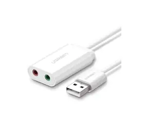 Ugreen Externá zvuková karta USB-A (M) - 2x 3.5mm Jack (F) 0.15m biela 
