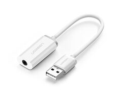 Ugreen Externá zvuková karta USB-A (M) - 3.5mm Jack (F) 0.15m biela