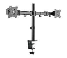 Ultradesk Skeleton Double čierna / Držiak pre 2 monitory / až 16kg / 17 &quot;až 30&quot; / VESA 75x75 &amp; 100x100