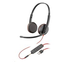 Poly Blackwire 3225 (Bulk) čierna / Náhlavná súprava / mikrofón / dve slúchadlá / 3.5mm jack / USB-A