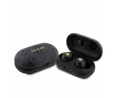 Guess True Wireless 4G PU Metal Logo čierna / Bezdrôtové slúchadlá / Bluetooth 5.3 / IPX5 / USB-C