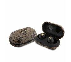 Guess True Wireless 4G PU Metal Logo hnedá / Bezdrôtové slúchadlá / Bluetooth 5.3 / IPX5 / USB-C