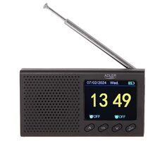 Adler AD 1198 čierna / Cestovné aku rádio / FM / LCD / Bluetooth / 3W