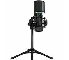 Streamplify MIC RGB (tripod) čierna / Stolný mikrofón s tripodom / kardiodný / RGB / USB