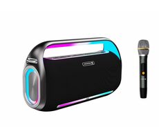 Swissten HARMONY čierna / Bluetooth reproduktor / IP54 / 200W / 18000mAh / AUX / karaoke mikrofón / BT 5.0