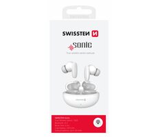 Swissten SONIC TWS biela / Bluetooth slúchadlá / BT 5.3 / 2x 30 mAh / 230 mAh