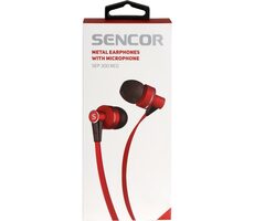 Sencor SEP 300 MIC červená / Slúchadlá do uší / mikrofón / 3.5mm jack / 1.2m 