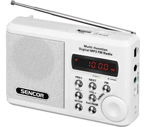 Sencor SRD 215 W biela / Prenosné rádio / FM / lithiová batéria / USB / microSD