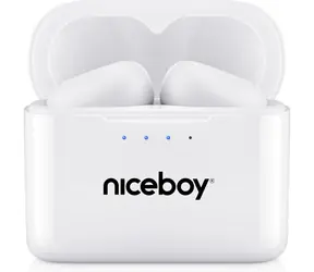 Niceboy HIVE Podsie 4 biela / Bezdrôtové slúchadlá s mikrofónom / TWS / Bluetooth 5.4 / IP54 / nabíjacie puzdro