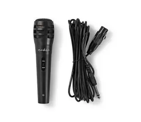 Nedis Káblový mikrofón čierna / Kardioid / dynamický / 5.00 m / 80 Hz - 12 kHz / 600 Ohm / -75 dB / Vypínač 