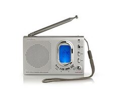 Nedis RDWR1000GY strieborná / Prenosný rádio prijímač / AM / FM / SW / 1.5 W / jack 3.5 mm 