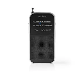 Nedis FM rádio / Prenosné Prevedenie / AM / FM / Napájanie z batérie / Analógový / 1.5 W / Čierno-biely displej 