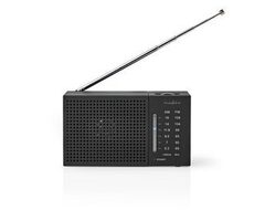 Nedis FM rádio / Prenosné Prevedenie / AM / FM / Napájanie z batérie / Analógový / 1.5 W / Čierno-biely displej 