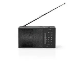 Nedis FM rádio / Prenosné Prevedenie / AM / FM / Napájanie z batérie / Analógový / 1.5 W / Čierno-biely displej 
