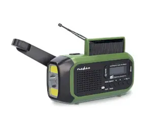 Nedis Núdzové Radio čierna / Prenosné Prevedenie / DAB+ / FM / Napájanie z batérie / Napájanie z USB / Ručná kľuka 