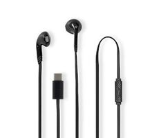 Nedis Káblová Slúchadlá čierna / USB-C / Dĺžka kábla: 1.20 m / Vstavaný mikrofón / Ovládanie Hlasitosti 