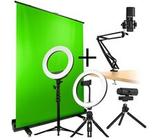 Streamplify Streaming Complete-Bundle / Streamovacia sada / Greenscreen / 2x LED svetlo / mikrofón / kamera 