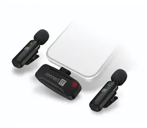 Connect IT CMI-1011-BK Sada 2ks bezdrôtových mikrofónov ClipMic s USB-C prijímačom čierna / USB-C konektor