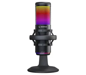 Rampage Bemol RGB čierna / stolný mikrofón / kapacitný / Mini Jack 3.5mm / USB-C