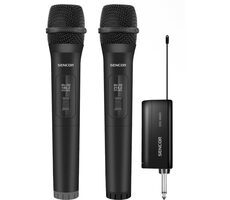 Sencor SSS WM20 / Dva bezdrôtové mikrofóny s prijímačom / dosah až 20m / doba prevádzky až 3 hodiny / 2x AA/LR6