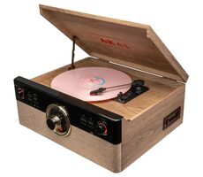 AKAI ATT-300CC hnedá / Gramofón / 45 RPM / FM / RCA / CD / AUX / Bluetooth 