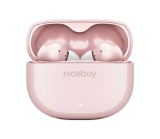 Niceboy Pods 4 ružové / Bezdrôtové slúchadlá s mikrofónom / Bluetooth 5.0 / IPX5 / nabíjacie púzdro 