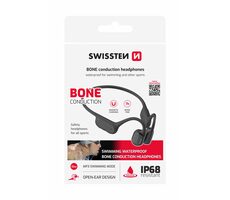 Swissten BONE Conduciton čierna / Bezdrôtové slúchadlá s kostným vedením / BT 5.3 / IP68 / pamät 32GB