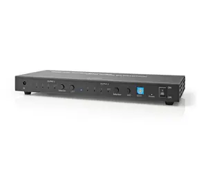 Nedis VMAT3482AT HDMI maticový prepínač 4 vstupy na 2 výstupy / 4K @ 60Hz / digitálne a analógové audio výstupy / diaľkový 