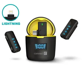 Connect IT ClipMic Pro Lightning Sada 2 ks bezdrôtových mikrofónov s Lightning prijímačom čierna / dosah 20 m / výdrž 5 h