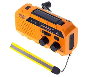 Adler AD 1197 oranžová / Prenosné rádio / kľukový pohon / 1200 mAh / LED svietidlo / až 10 hodín