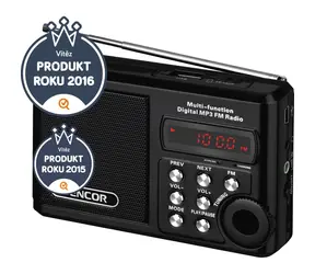 Rozbalené - Sencor SRD 215 B čierna / Prenosné rádio / FM / lítiová batéria / USB / microSD / rozbalené
